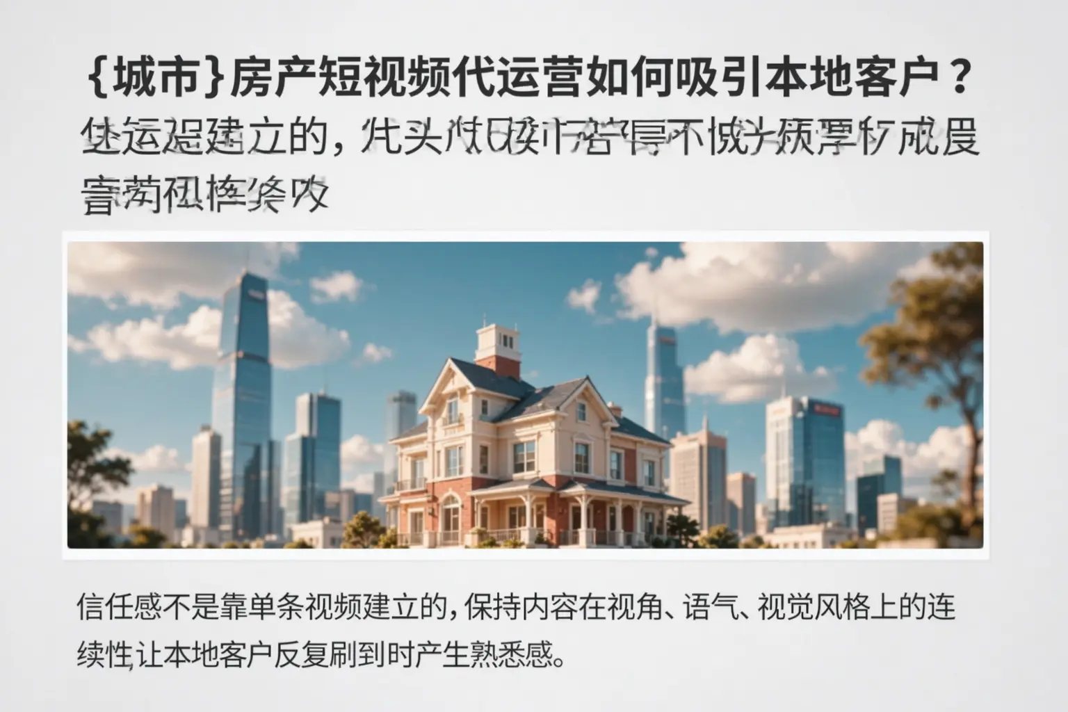 屯昌房产短视频代运营如何吸引本地客户?