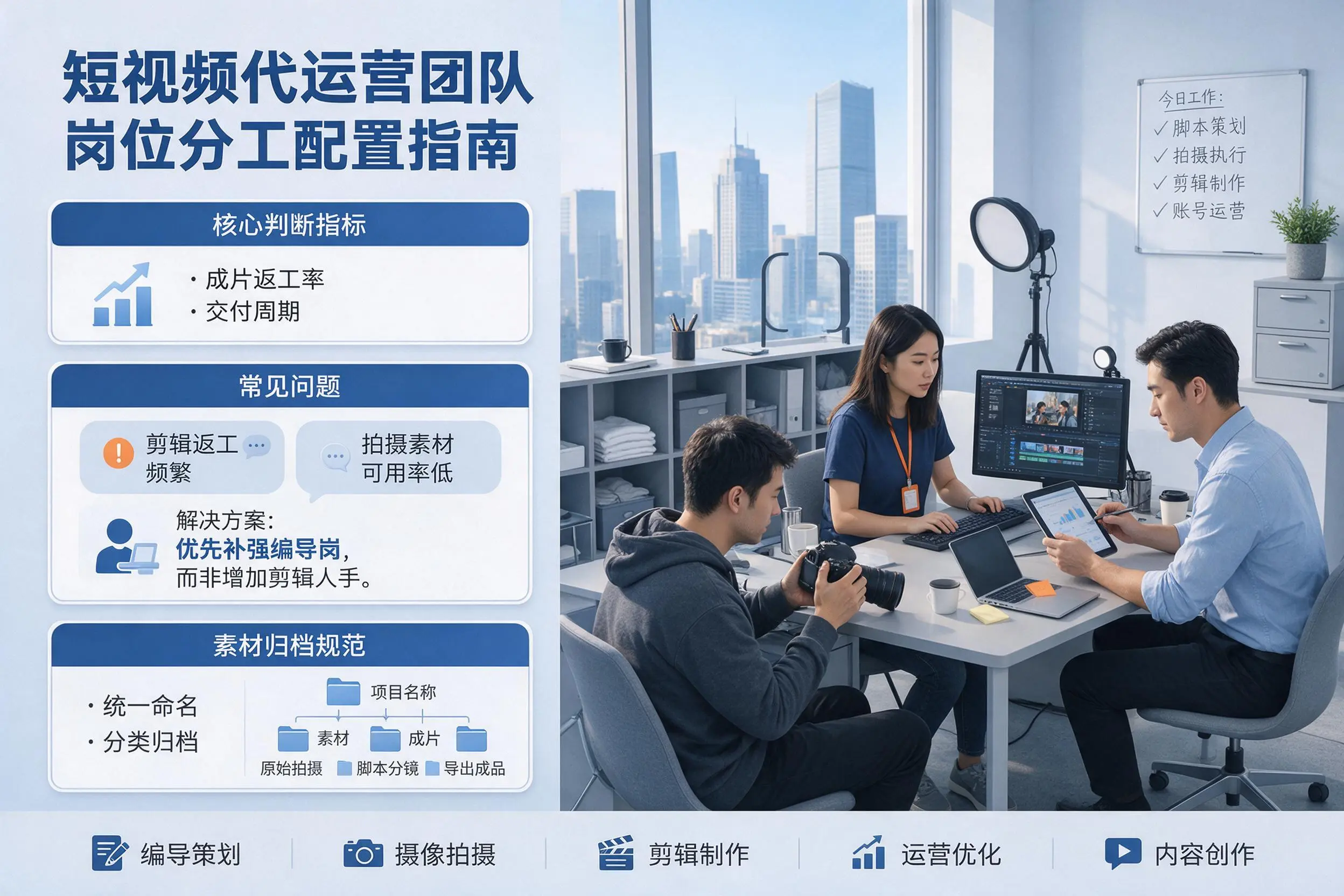 短视频代运营团队如何配置？屯昌企业岗位分工科普说明
