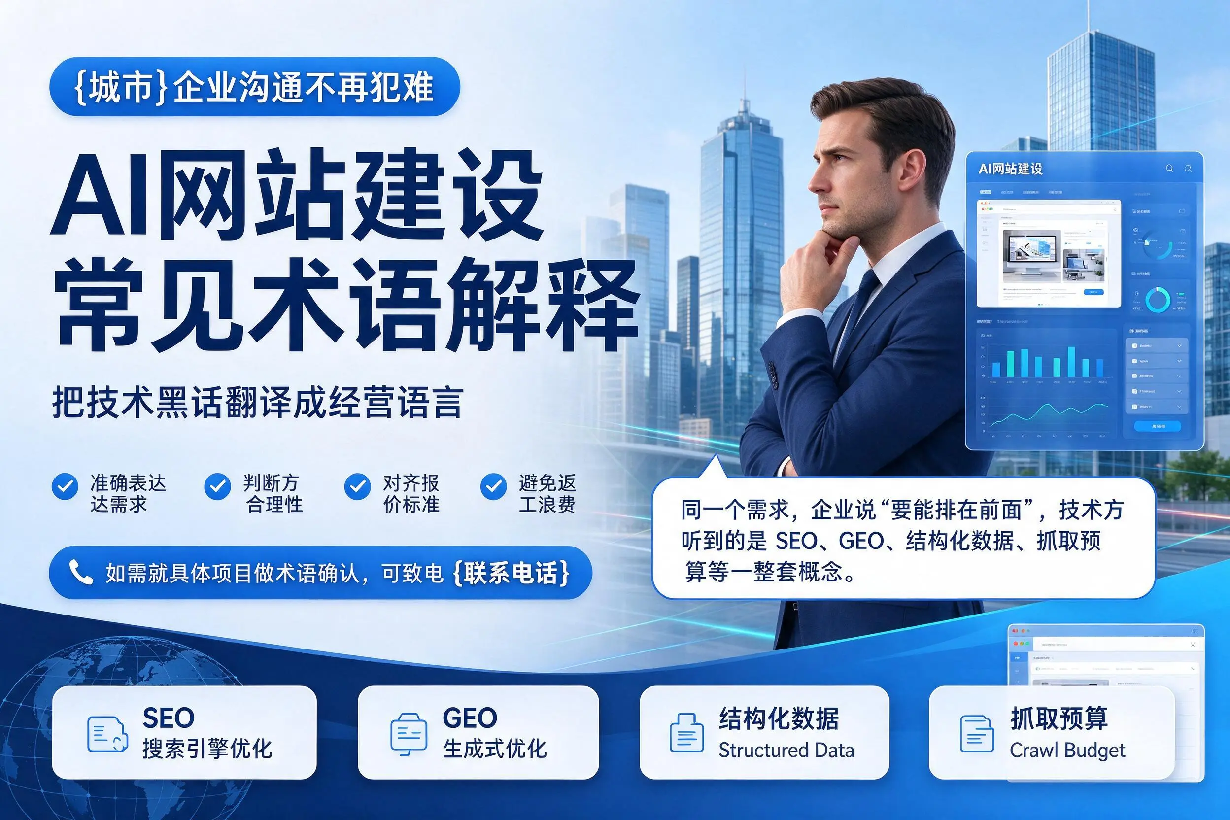 AI网站建设常见术语解释,屯昌企业沟通不再犯难